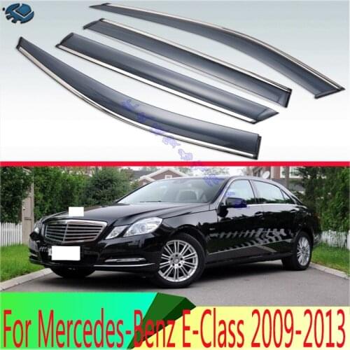 For Mercedes-Benz E-Class E200 W212 E250 E300 2009-2013 Plastic Exterior Visor Vent Shades Window Sun Rain Guard Deflector 4pcs