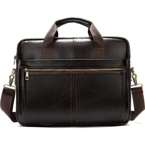 Men Zipper Briefcases Leather Bag Men Laptop Office Bags For Documents Genuine Leather Laptop Bags Male Tote Briefcase Handbag