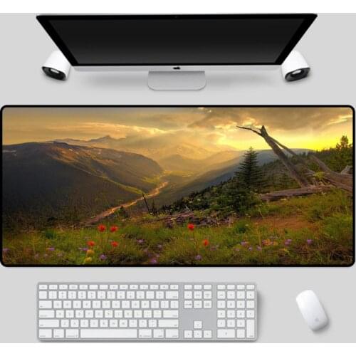 Mairuige Exquisite mountain view pattern mouse pad home desk pad e-sports non-slip rubber waterproof keyboard pad
