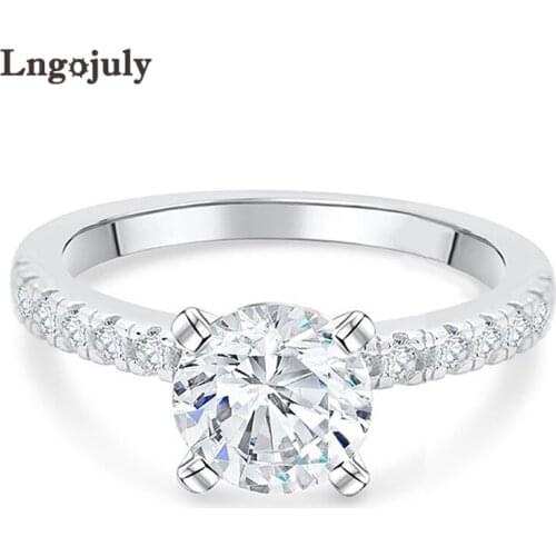 Fine Jewelry 925 Sterling Silver Ring Zirconia Rhinestone Wedding Rings Silver Jewelry Engagement Ring For Bride Girl Gifts