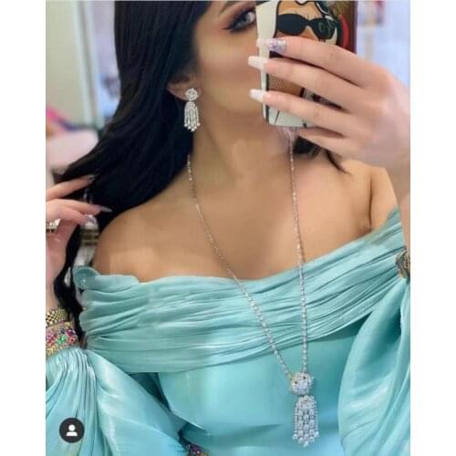 Janekelly 2pcs Bridal Zirconia Full Jewelry Sets For Women Party, Luxury Dubai Nigeria CZ Crystal Wedding necklace sets