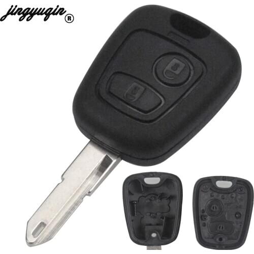 Jingyuqin 10pcs/lot 2 Button Remote Car Key Fob Case Cover Fob for Peugeot 206 207 Citroen C1 C2 C4 Ne73 Uncut Blade