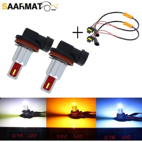 4800LM White Yellow Crystle Blue H11 H8 H9 H16(JP) Bulbs For Fog Lights Driving Lamps+ Error Free Canbus Decoders
