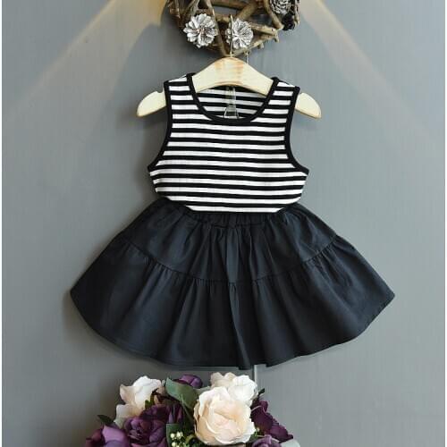 Summer Striped Clothes Suit For Kids Girl 2021 Casual Vest & Tutu Skirt Two-piece Baby Clothing Set Girls' Daily Wear