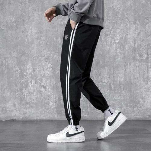 Mens Sports Black Pants Spring Four Seasons New Casual Large Cupped 2021 Package Mail Movement College Couples Streetwear