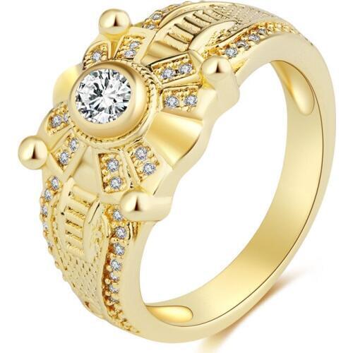 Men Rudder Shape Wedding Ring for Men Gold Domineering Business Micro-inlaid Simulation Ring Jewelry Engagement Love Ring Gifts