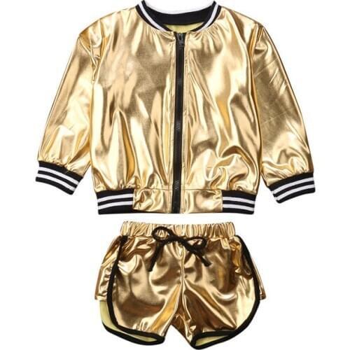 Girls Clothes Stes Casual Bling Jacket Tops+Shorts 2PCS Set Toddler Clothes Outfit Fashion Children Girl Clothing Stylish