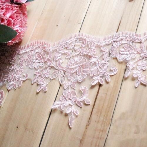 3Yards or 6Yards/Lot Refined Luxury with Continental Car Bone Pink Lace Wedding Dress Accessories Lace Trim