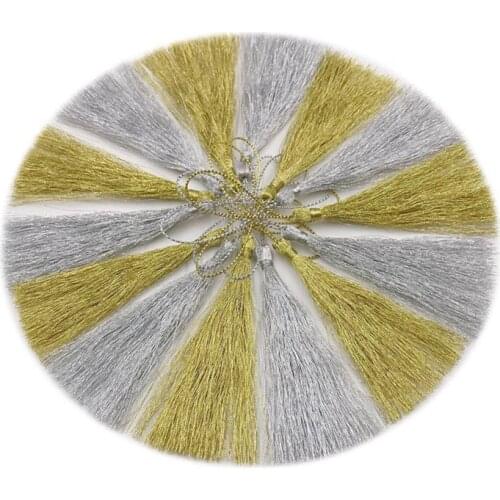 50pcs/lot 130mm Gold/Silver Earring Tassels Cotton Silk Earrings Charm Pendant Satin Tassels For DIY Jewelry Making Findings