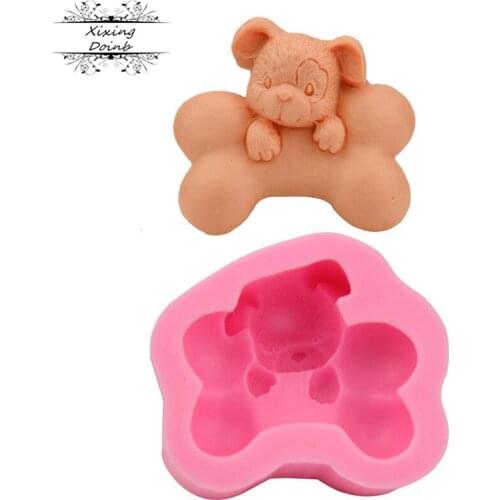 Xixing Bone cute dog shape cake silica gel tool soft candy cake silica gel mold chocolate Fillmore clay candy mold soap mold