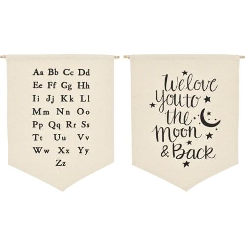 HUYU Nordic Hanging Canvas Pennant Kids Room Wall Banner Home Decoration Ornament Photography Props