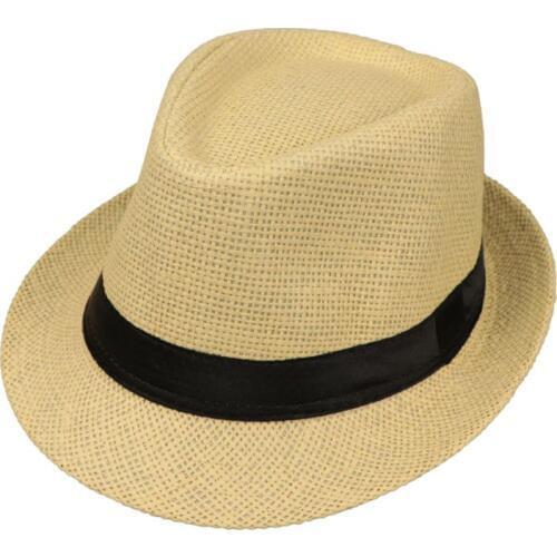 Children Kids Summer Beach Straw Hat Jazz Panama Trilby Fedora Hat Gangster Cap Outdoor Breathable Hats Girls Boys Sunhat XXFE