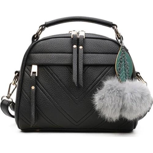 Hair Ball Shoulder Bag Women PU Leather Handbag Tassel Crossbody Bag Fashion Lady Shoulder Bag Luxury Shpping Purse Sac