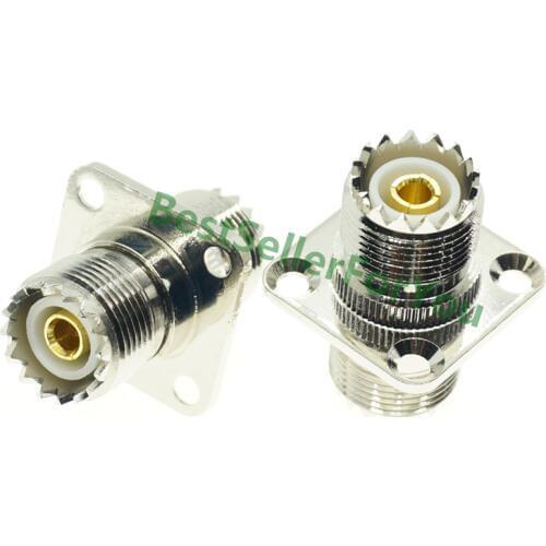 UHF SO-239 Female To UHF SO239 Female 4 Hole Mount Flange Panel Connector Coax Converter