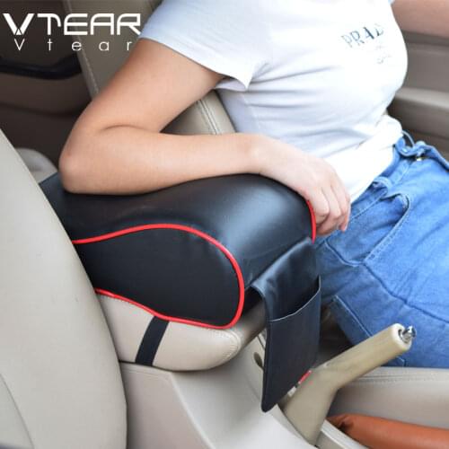 Vtear car Universal car armrest pad auto raised cushion center console rise arm rest PU leather car-styling interior accessories