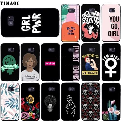YIMAOC Feminist Girl Soft Silicone Case for Samsung Galaxy S6 S7 Edge S8 S9 Plus A3 A5 A6 Note 8 9