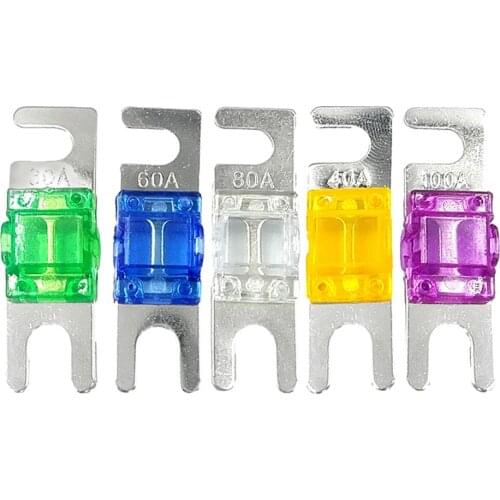 5PCS ANL Gold Plated Stud Car Fuses Mini Car Stereo Audio AFS Fuse 30A 40A 60A 80A 100A 32V Auto Fuse Fuses Hot