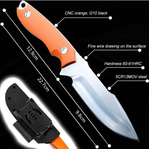 5CR13MOV Blade High Hardness Straight Blade Outdoor Jungle Camping Hunting Tactical Military Knife G10 Handle With Scabbard