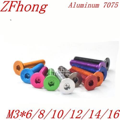 10pcs Aluminum screw DIN7991 M3*6/8/10/12/14/16 Aluminum hex socket countersunk head screw