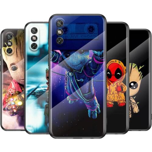 Tempered Glass Cover Marvel Super Hero Groot For Huawei Y6 Y7 Y9 Y5P Y6P Y8S Y8P Y9A P Smart Z 2019 2020 2021 Phone Case