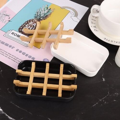 1PC Eco-friendly Bamboo Soap Dish Wooden Soap Holder Drain Plate Bathroom Soap Box Case Container Tray Rack Plate