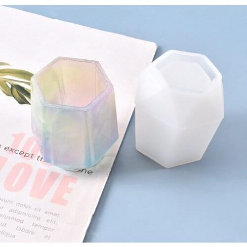 Diy Cup Silicone Mold Pen Holder Shape Epoxy Mold Hexagon Rround Molds For Resin Coaster/flower Pot/pen Holder/candle Holder