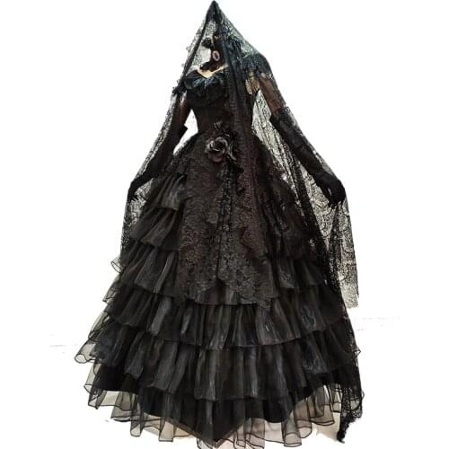 Home dark wedding dress secret black oath cosplay costume 2021 New