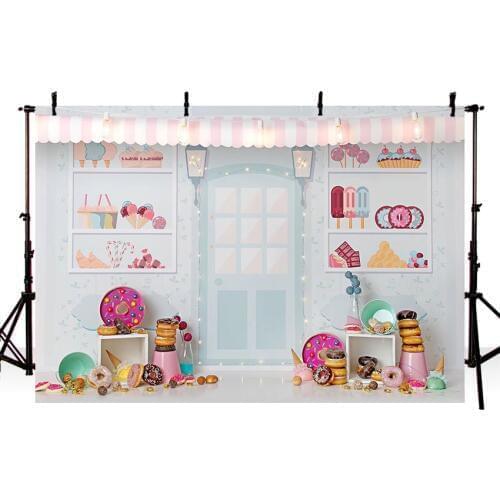 Photography Backdrops Candy Bar Ice Cream Parlor Photo Background Baby Birthday Party Fotografia Backgrounds For Photo Studio