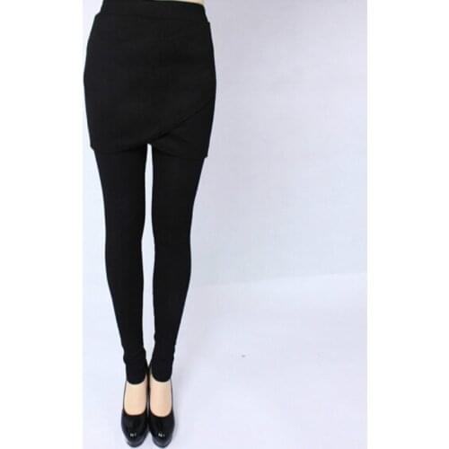 Hot ! XL-5XL 2017 Womens winter warm pants casual thicken velvet pencil pants with mini skirt plus size high elastic legging