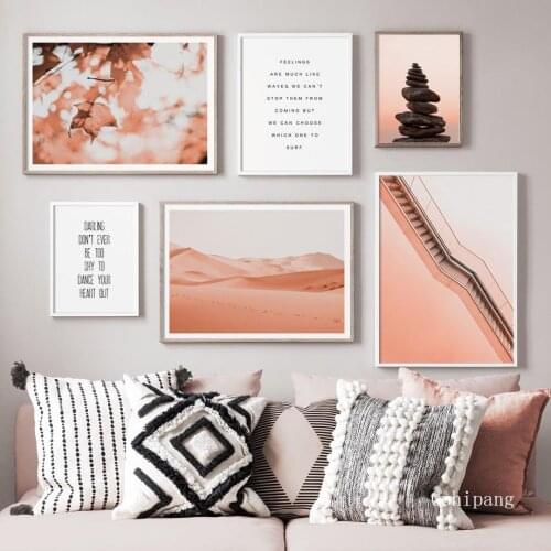 Leaves Desert Quotes Wall Art Canvas Painting Nordic Stairs Stone Posters and Prints Wall Pictures for Living Room Bedroom Decor