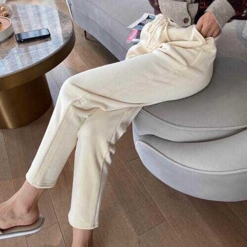 Cashmere Pants Womens Clothing Plus Cashmere Thickening Casual Slimming Harlan Straight Pants Women Fashion Trend Women