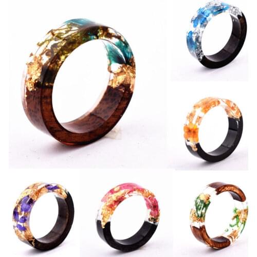 10 Colors Gold Foil Paper Inside Resin Ring for Women Fresh DIY Handmade Dry Flower Ring Best Mold Dried Flowers DIY Ring 2021