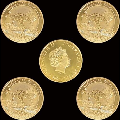 5PCS 2015 Australia Kangaroo 1ZO Gold Commemorative Elizabeth II Collection Coins
