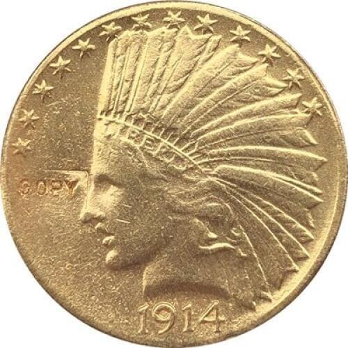 24- K gold plated 1914 Indian head $10 gold coin COPY