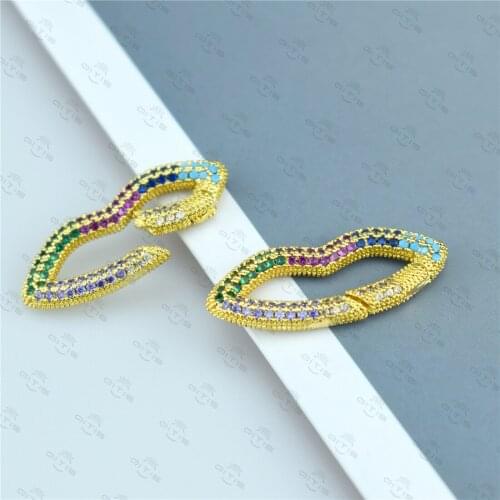 Lips Shape Hooks Rainbow Zircon Clasps Pendant Connectors for DIY Necklaces Bracelets Making Fashion Jewellery Accessories