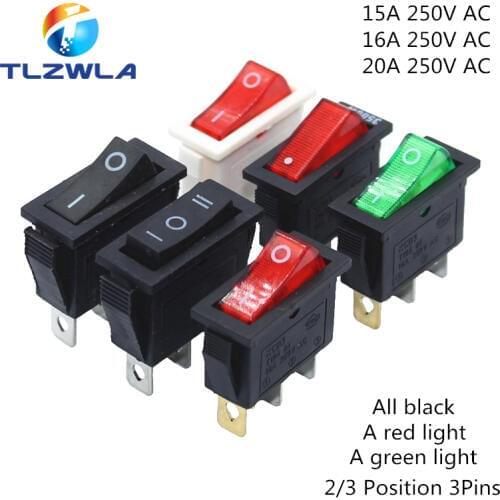 1pcs KCD3 Rocker Switch ON-OFF ON-OFF-ON 2 Position 3Pins Electrical equipment With Light Power Switch 16A 250V / 20A 125V AC