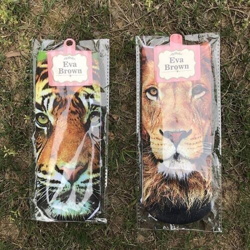 Hot sales 1 pairs fashion 3D animal print boys girls cotton Socks kids above 12 years teenager socks novel Tiger Panty Cat Panda