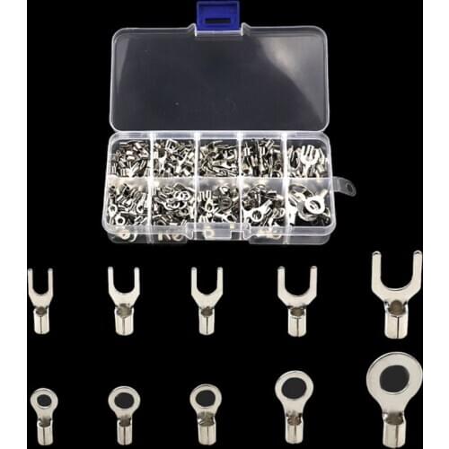 320Pcs/box Metal Terminals Non-Insulated Ring Fork U-type Brass Terminals Kit 875F