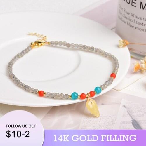 2022 New Handmade Beaded Bracelet Natural Stone Moonstone Beads Braided Bracelet for Friendship Women Jewelry Gifts