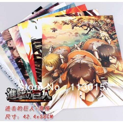 8pcs/lot Attack on Titan Poster Anime Posters Big size 42x58cm Embossed