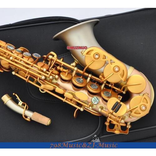 Professional Curved Soprano Saxophone Matt Rose Brass sax Cupronickel Bell With 2-Neck