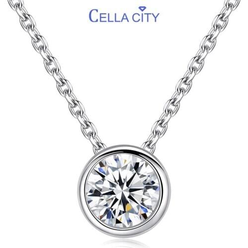 Cellacity Simple Clavicle Chain Silver 925 Jewelry Round Gemstones Necklace for Women AAA Zircon Minimalist Female Neck Ornament