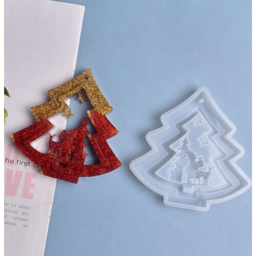 Christmas Decoration Christmas Tree Shape Mold DIY Epoxy Resin Silicone Mold For Christmas Tree Ornaments Decoration