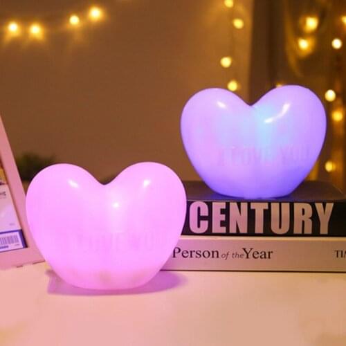 7 color Love Heart Shaped Patted Silicone Night Light Lovely LED Colorful Light Valentine Christmas Gifts Girls Bedroom Decor