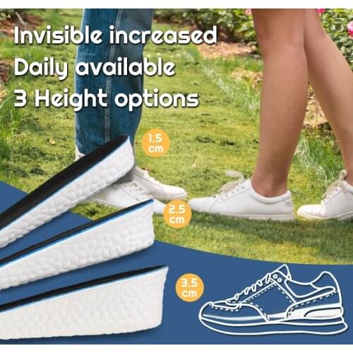 FootMaster Ultra Thin Height Increase Insoles with Breathable Comfortable Polyester Bottom Shoe Insole Height 1-3cm Unisex