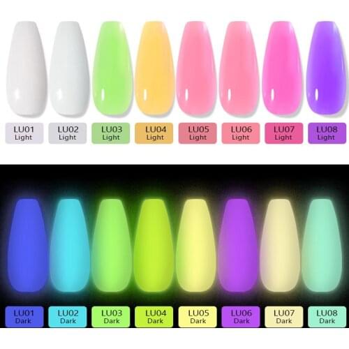 Luminous Nail Gel Glow In Dark Fluorescent UV LED Semi Permanent Soak Off Gel Varnish Lighting In Night Nail Art For Manicure