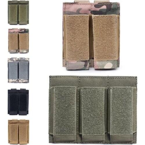 Tactical Molle Pistol Magazine Pouch Hunting Double Flashlight Ammo Pouch Military Airsoft Triple Mag Case Paintball Game