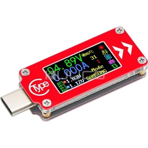 USB Tester Type-C Color LCD USB multimeter Multifunction Ammeter Voltage Current Meter Thermometer Battery PD Charge Power