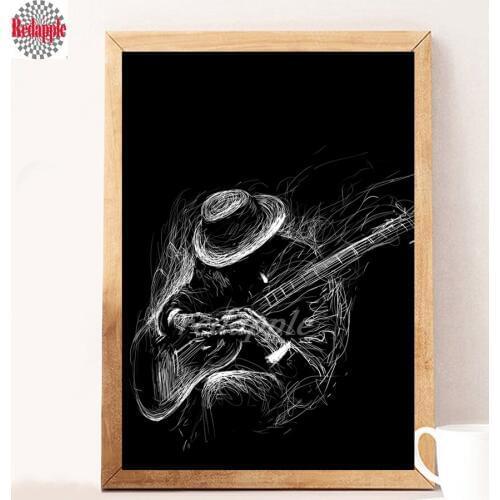 Rock Guitarist Vintage Painting diamond embroidery cross stitch Wall Pictures For Cabaret Ktv Karaoke Bar Decor mosaic painting