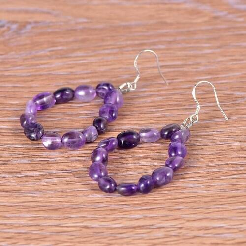 Teardrop Hoop Dangle Earrings Natural Stone Contemporary Jewelry Dropshipping Wholesale